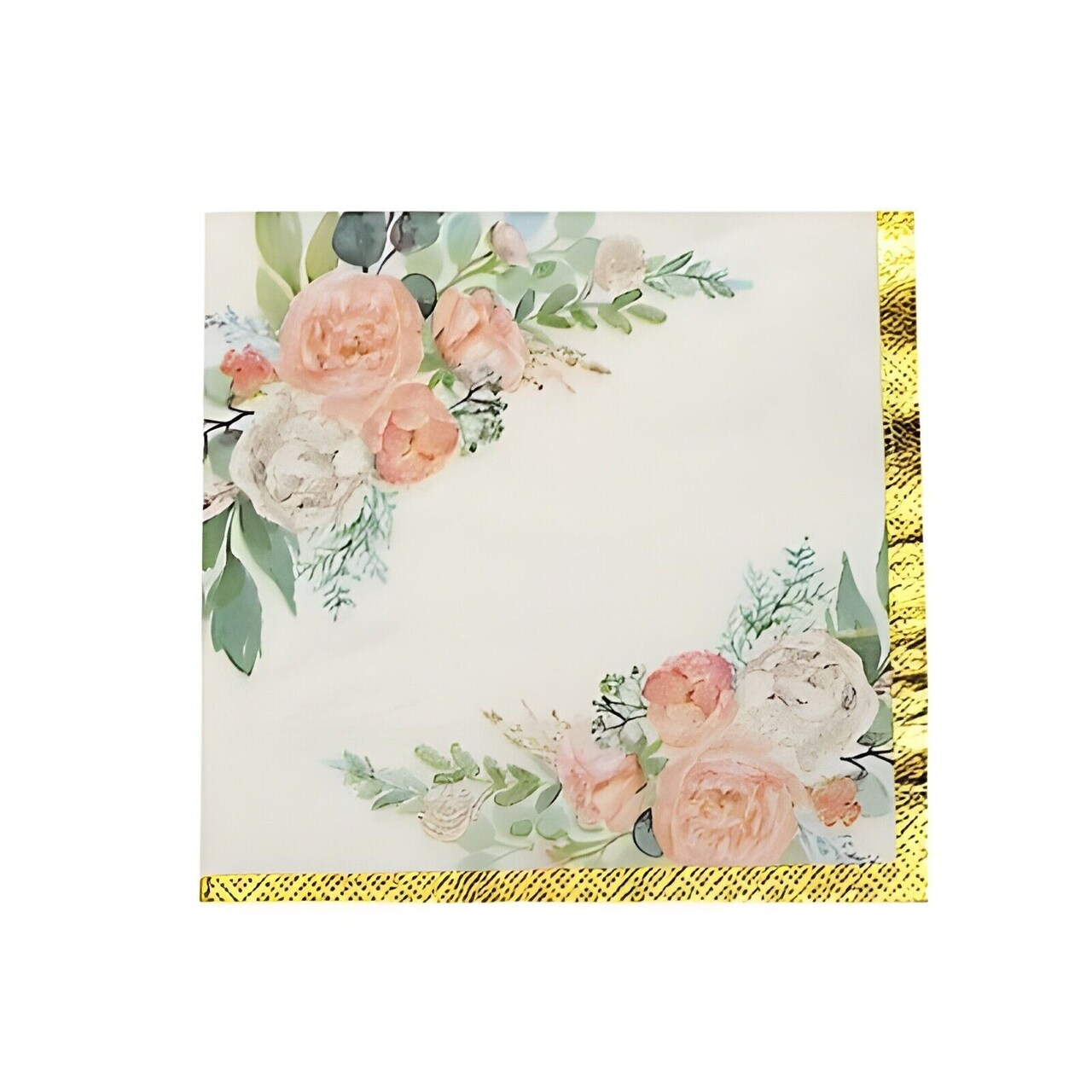 White Gold 20 Pink Floral Design 13" x 13" Dinner Paper Napkins Party Events